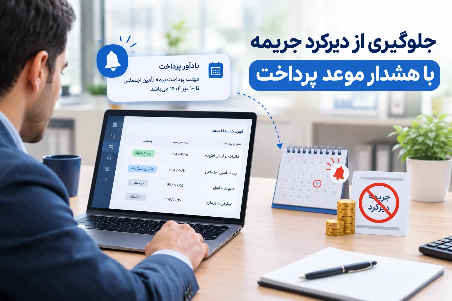 جلوگیری از جریمه دیرکرد با هشدار موعد پرداخت